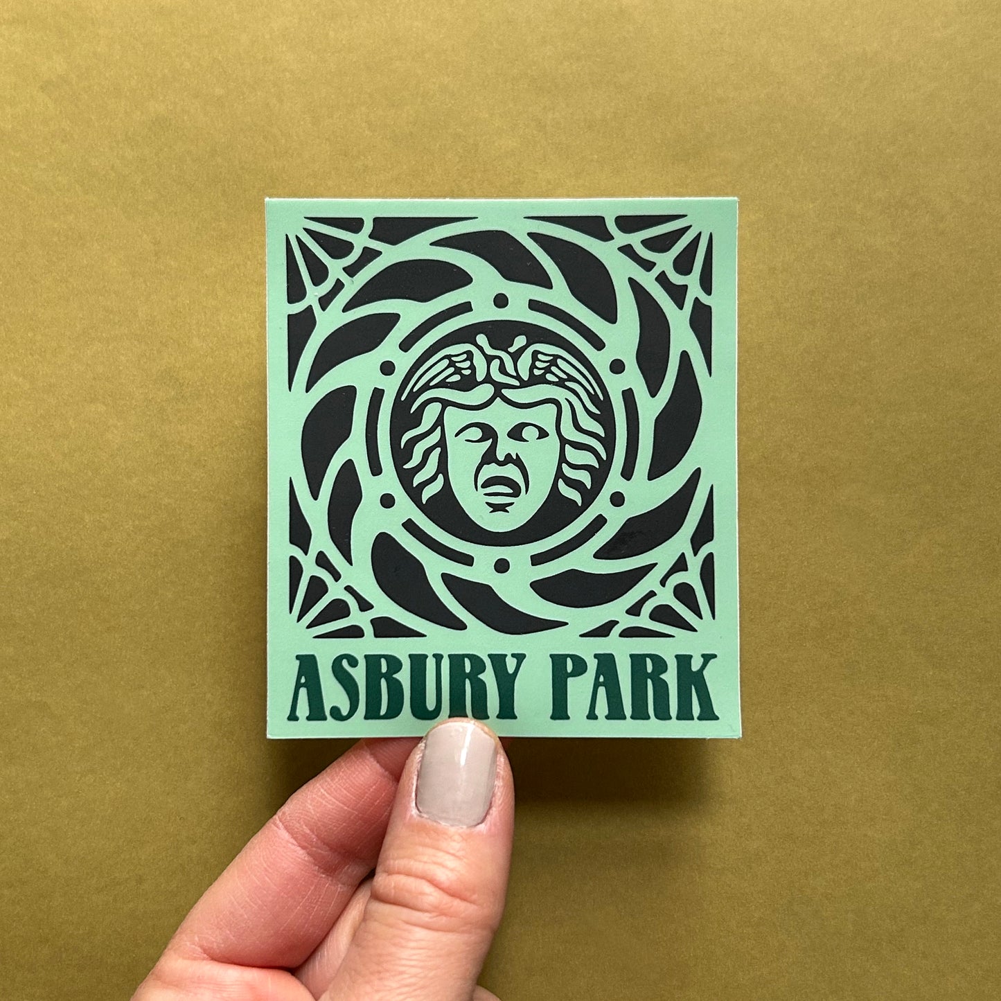 Asbury Park Vinyl Decal feat. Grotesque Face from the Boardwalk Carousel