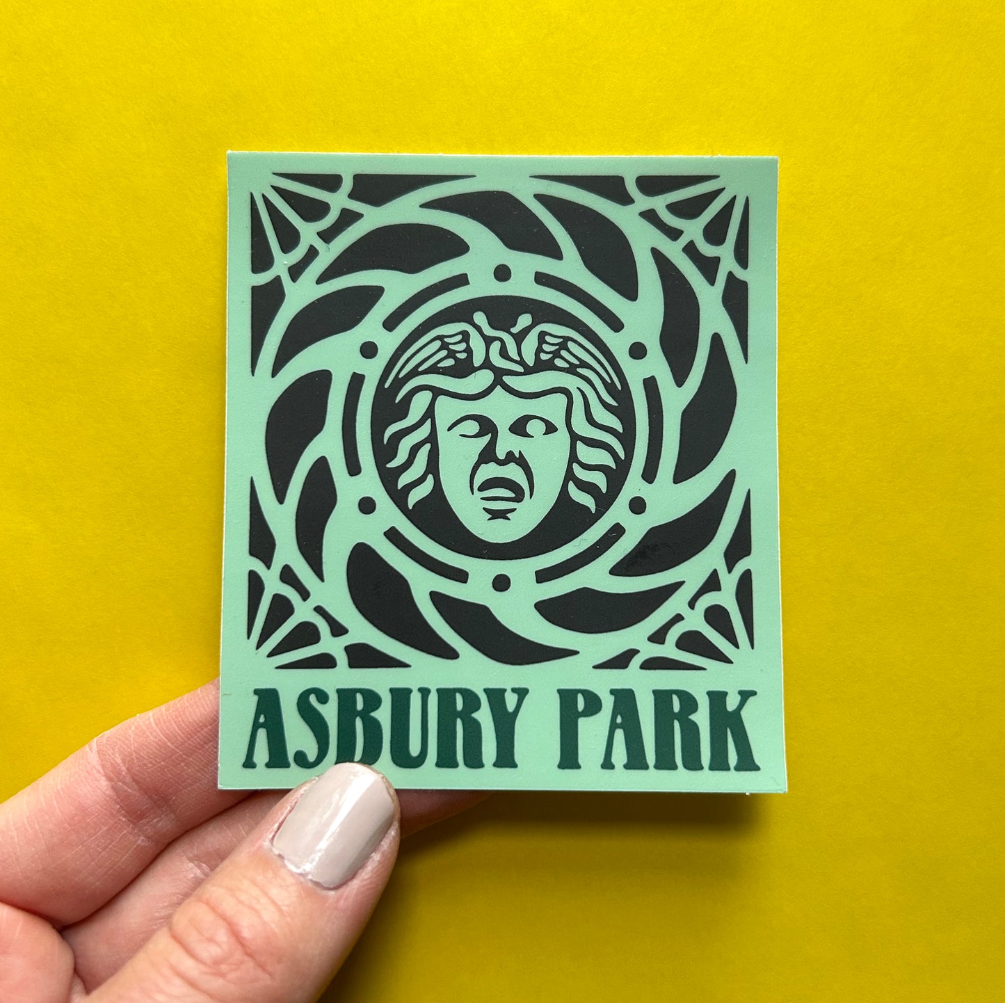 Asbury Park Vinyl Decal feat. Grotesque Face from the Boardwalk Carousel