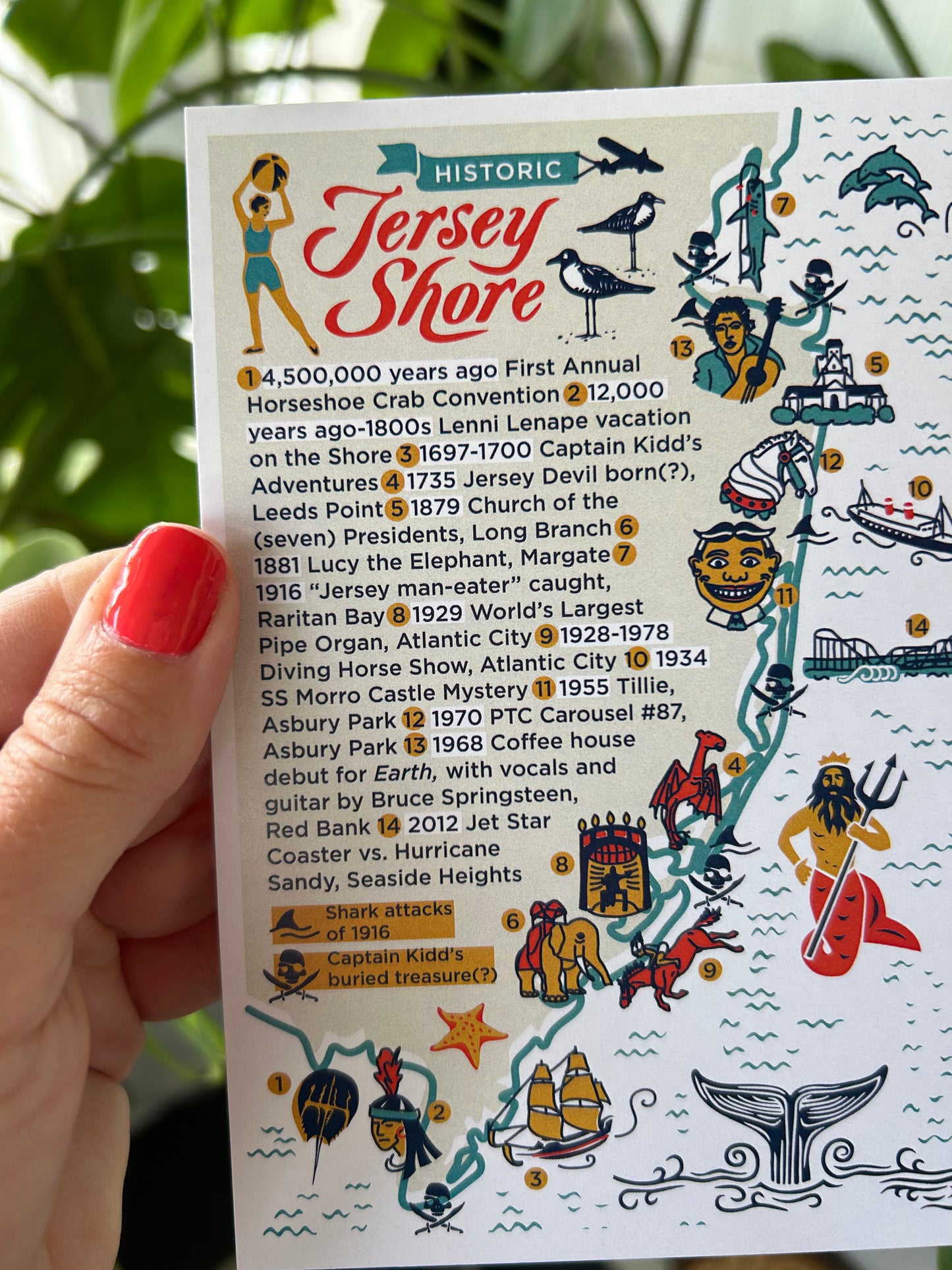 Postcard Featuring Historic New Jersey Shore Map