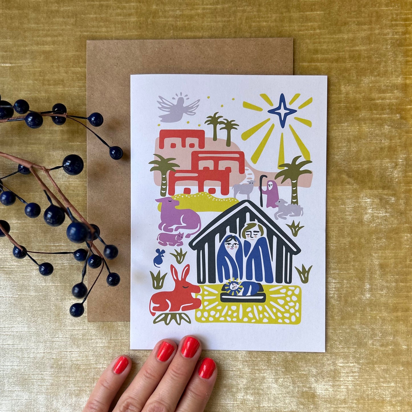 Greeting Card Featuring Modern Nativity