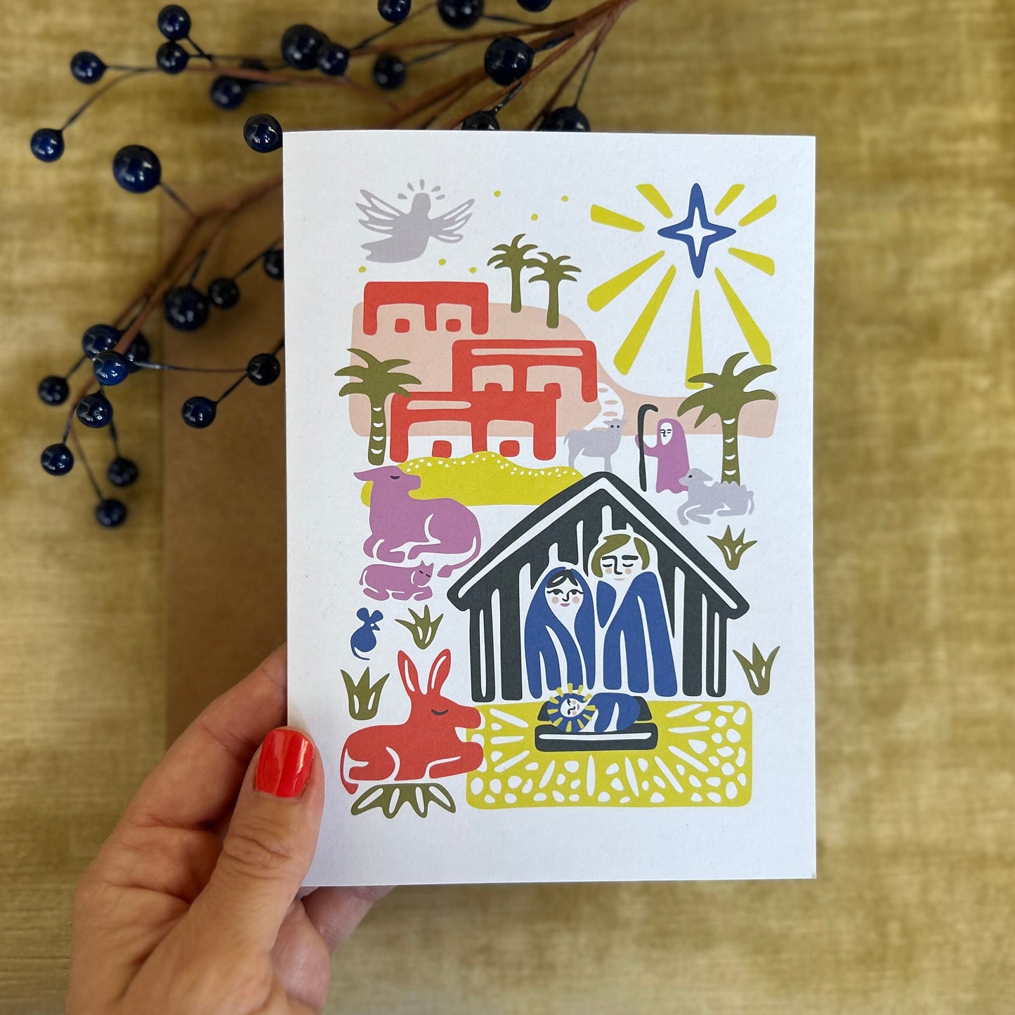 Greeting Card Featuring Modern Nativity