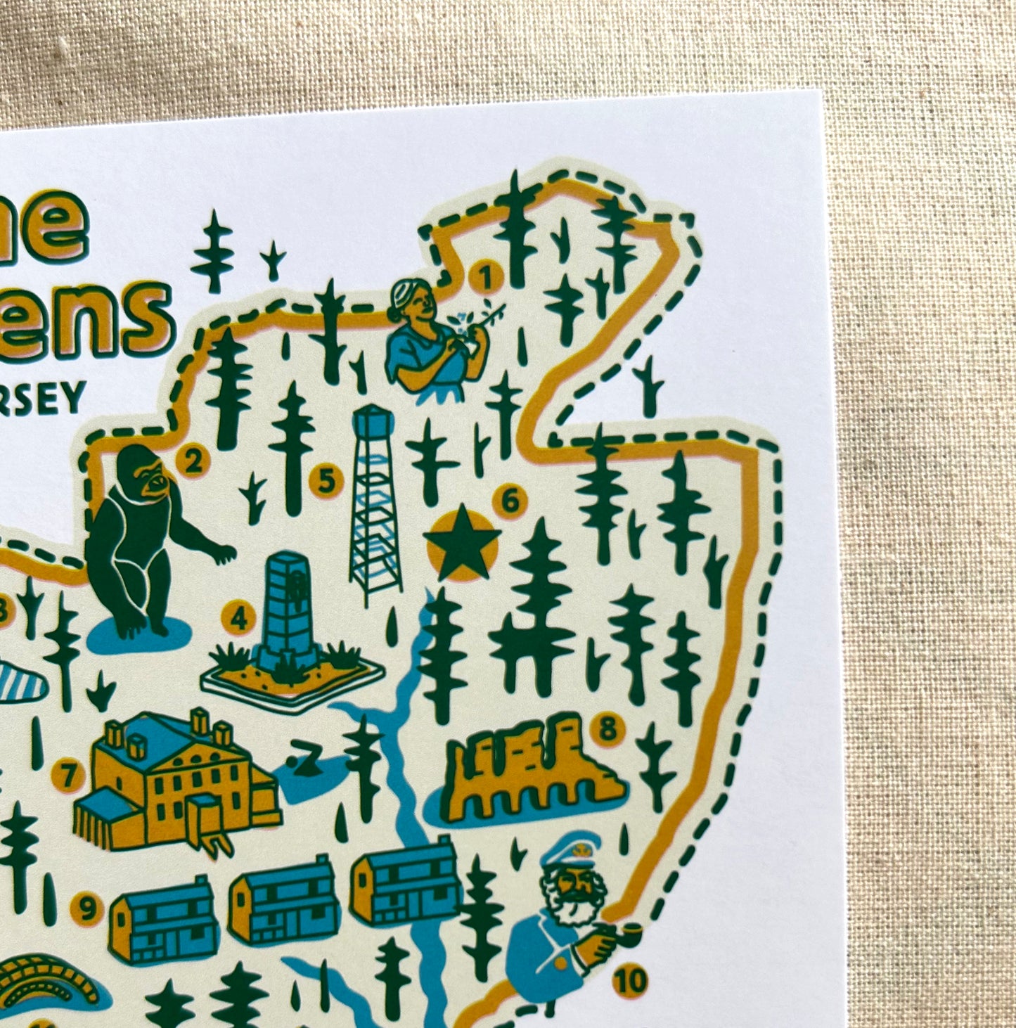 Postcard featuring New Jersey Pine Barrens Map