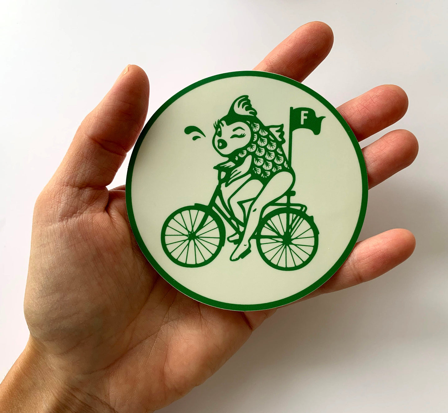 Feminist Fish on Bicycle Vinyl Decal