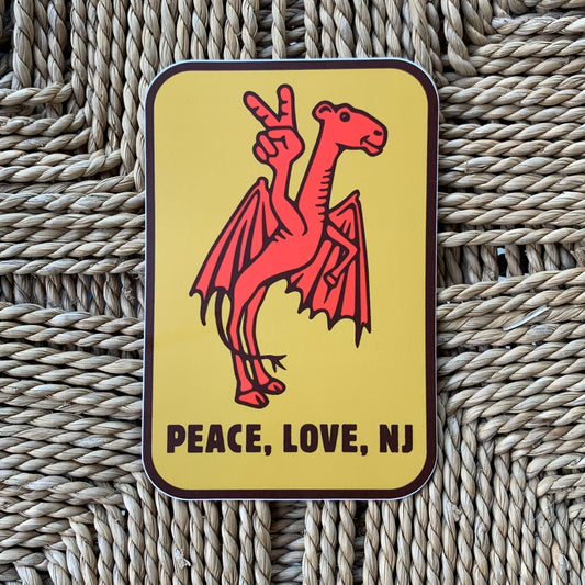 NJ Jersey Devil Peace, Love, New Jersey Vinyl Decal