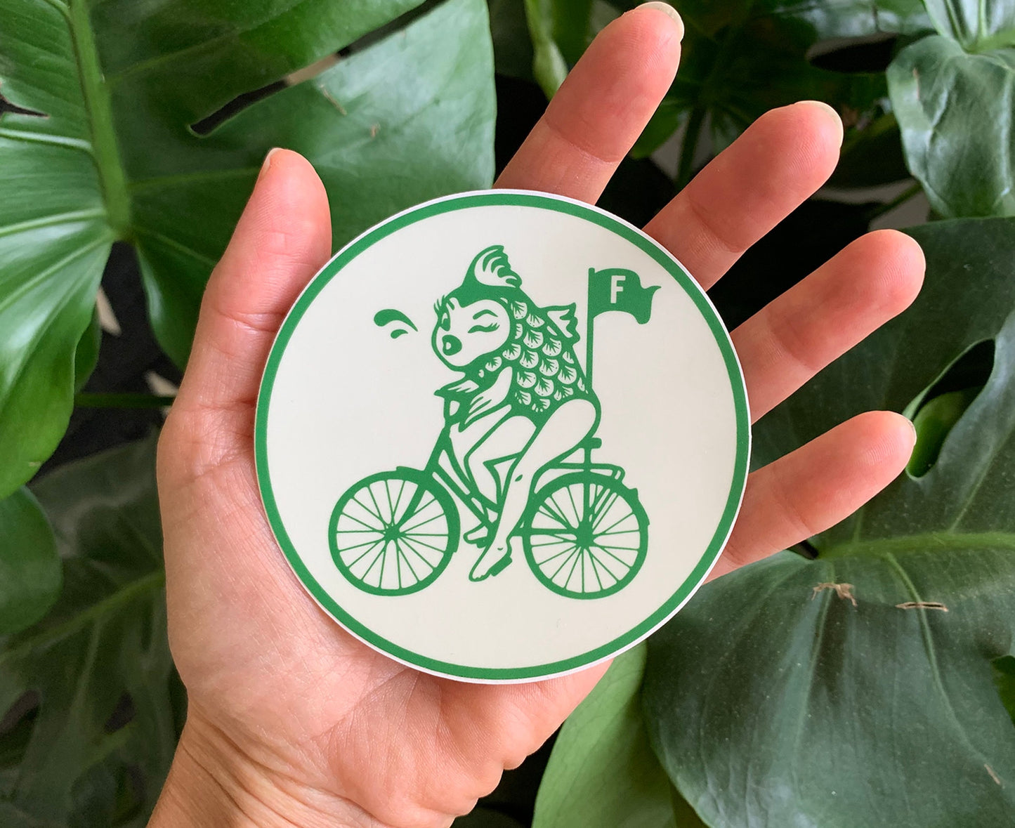 Feminist Fish on Bicycle Vinyl Decal