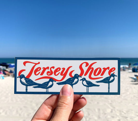 NJ Jersey Shore with Seagulls Vinyl Decal