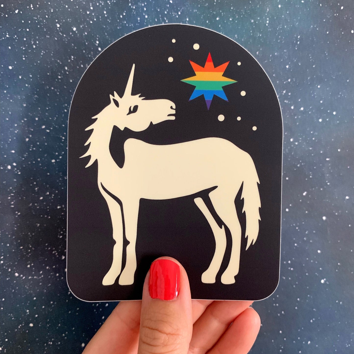 Pride Bumper Sticker - Unicorn looking at the stars and its true north - High quality vinyl decal, suitable for indoors/outdoors/bumper