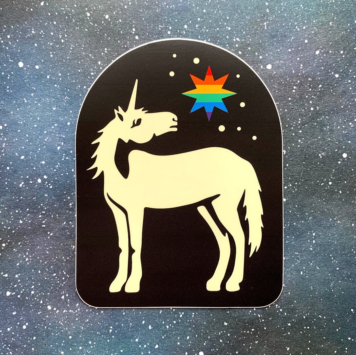 Pride Bumper Sticker - Unicorn looking at the stars and its true north - High quality vinyl decal, suitable for indoors/outdoors/bumper