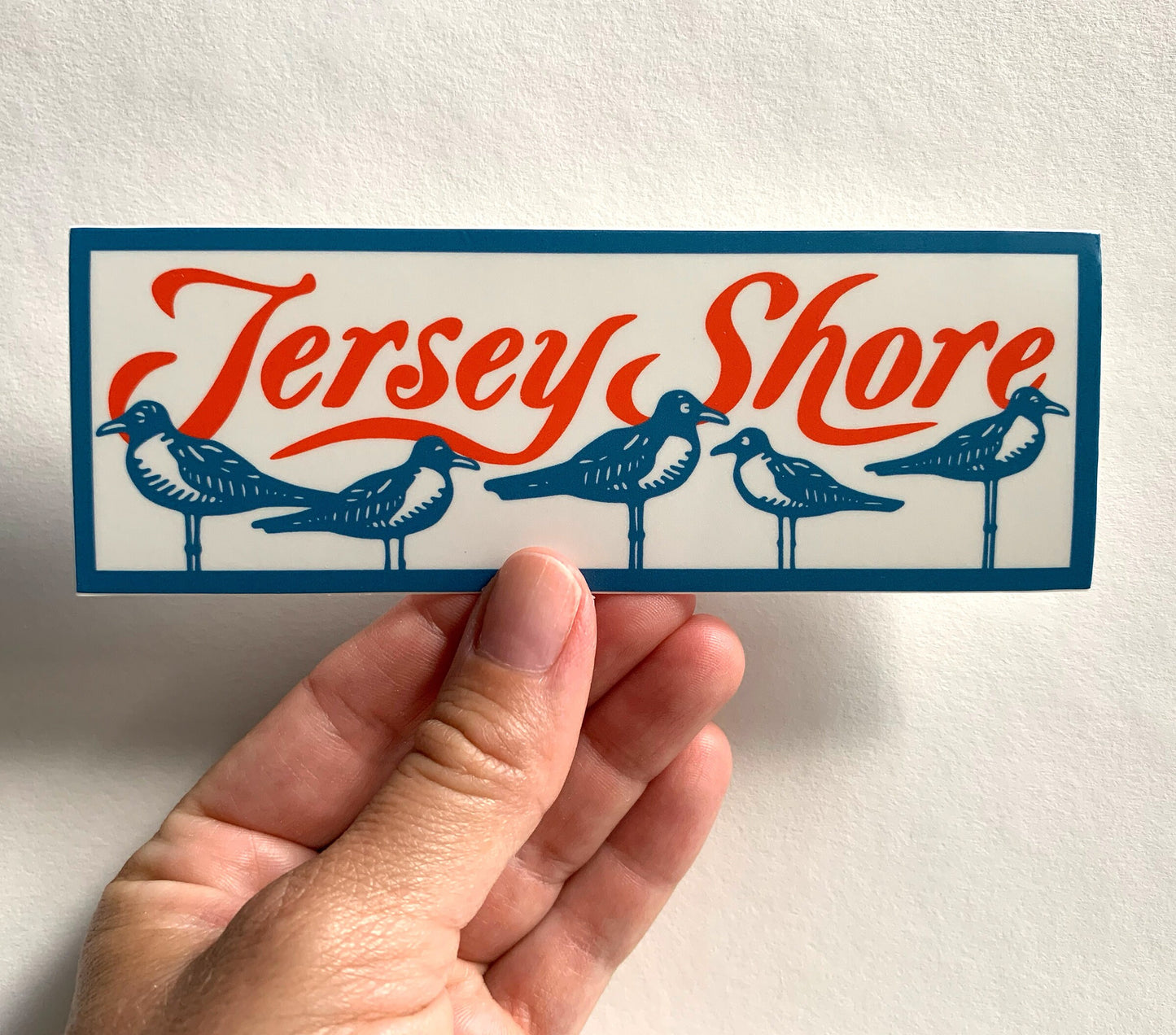 NJ Jersey Shore with Seagulls Vinyl Decal