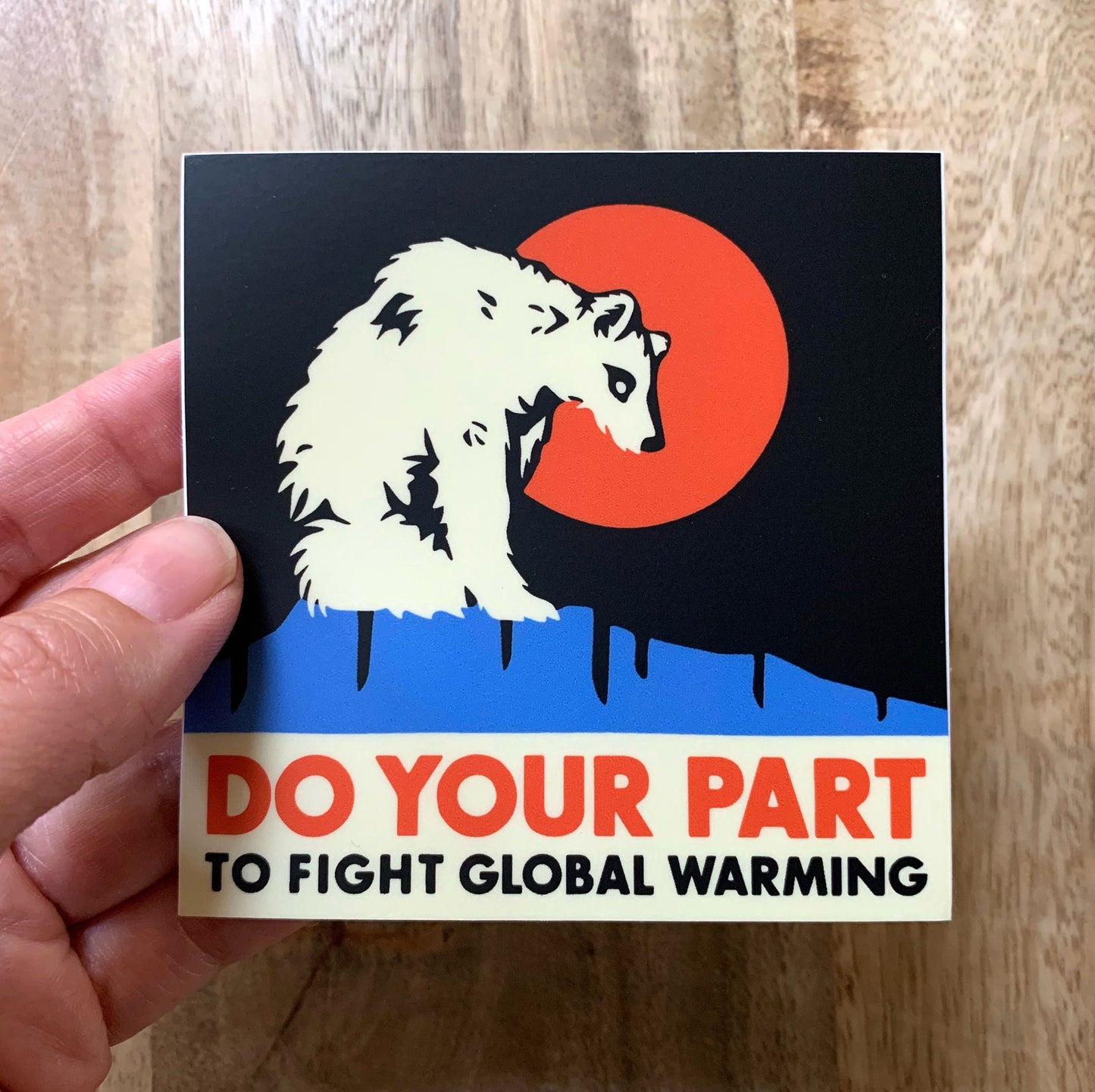 Global Warming Polar Bear on Melting Ice Vinyl Decal