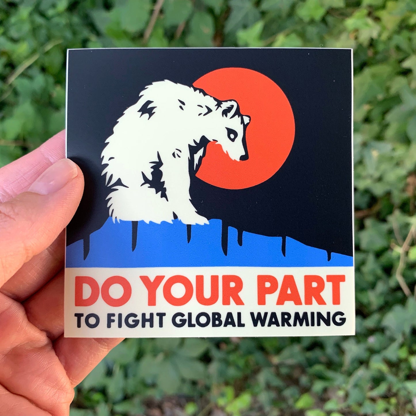 Global Warming Polar Bear on Melting Ice Vinyl Decal