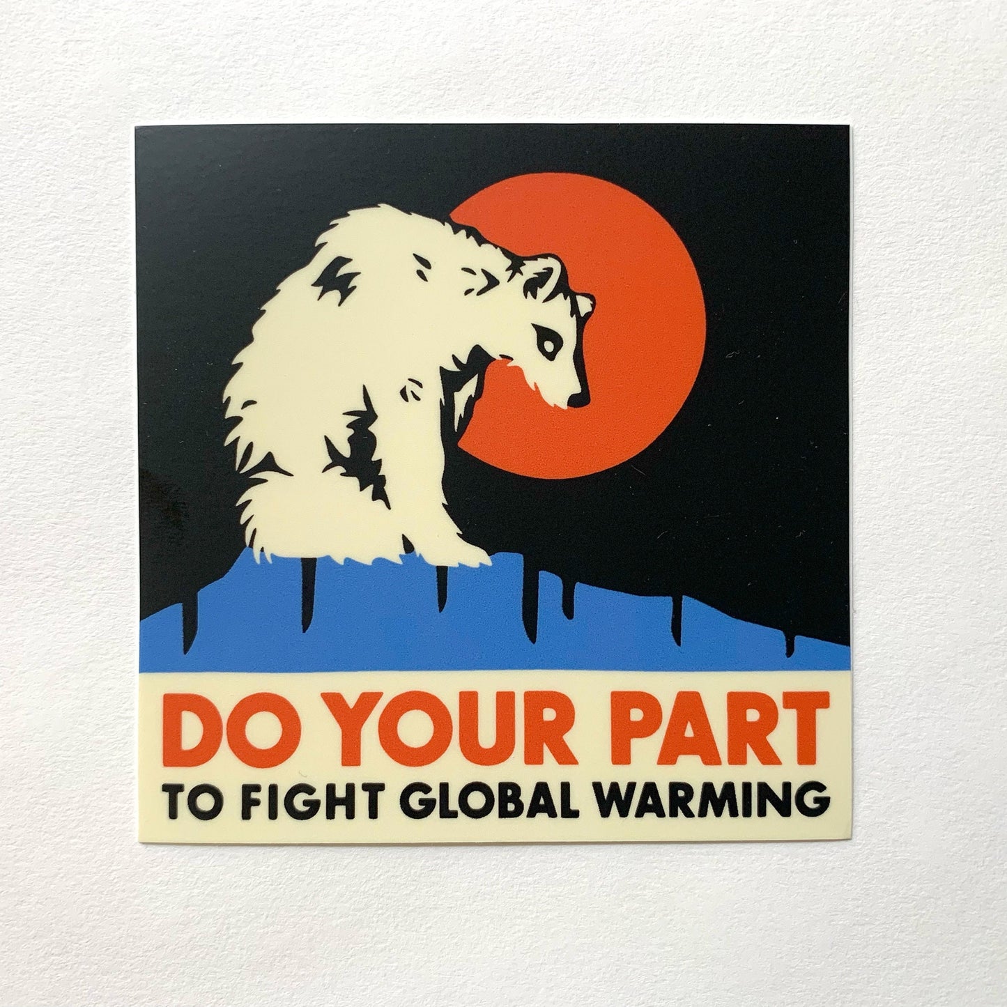 Global Warming Polar Bear on Melting Ice Vinyl Decal