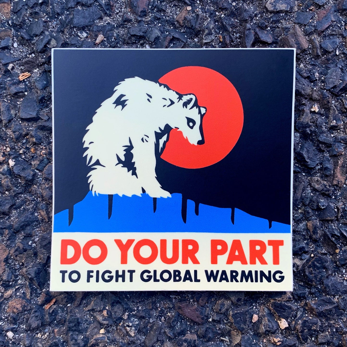 Global Warming Polar Bear on Melting Ice Vinyl Decal