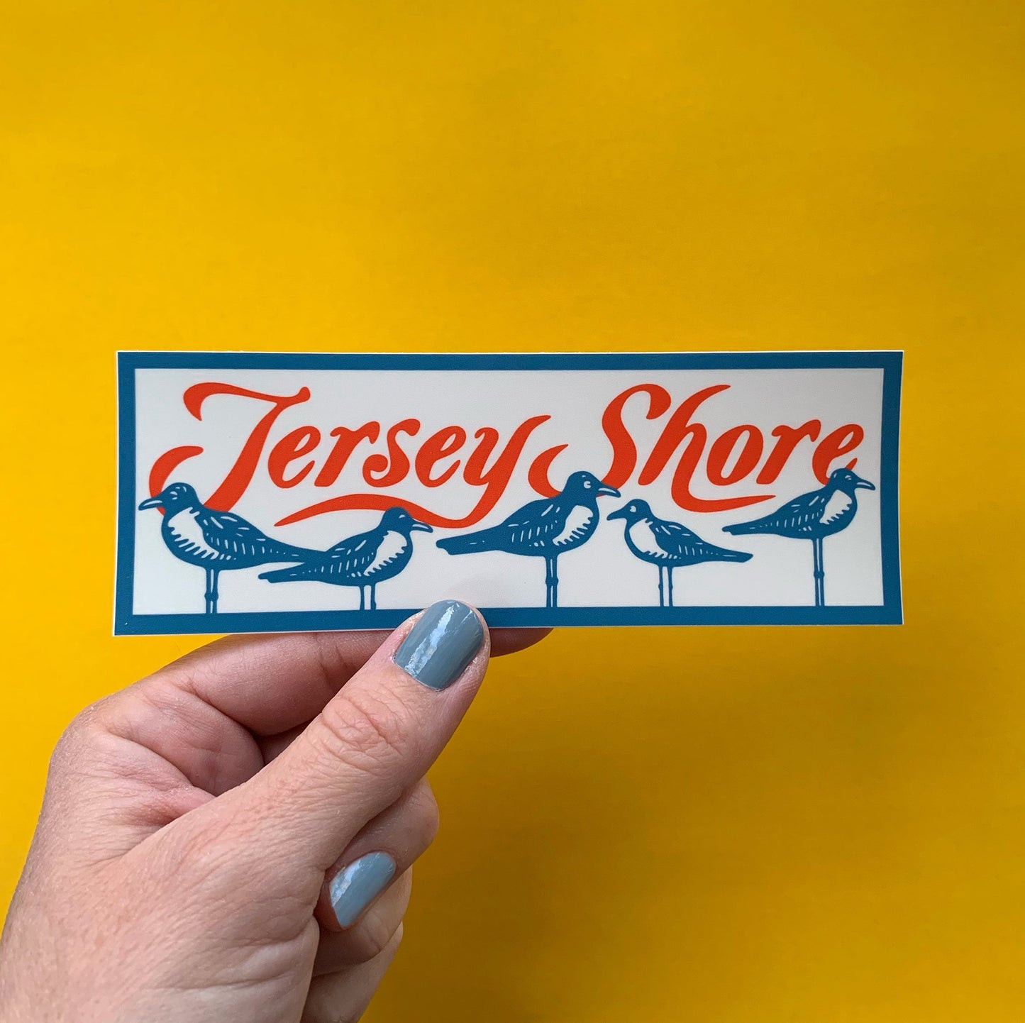 NJ Jersey Shore with Seagulls Vinyl Decal